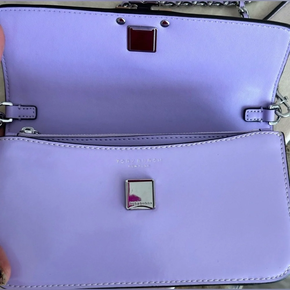 NWT Tory Burch Leather Lavender Crossbody Bag - Picture 5 of 9